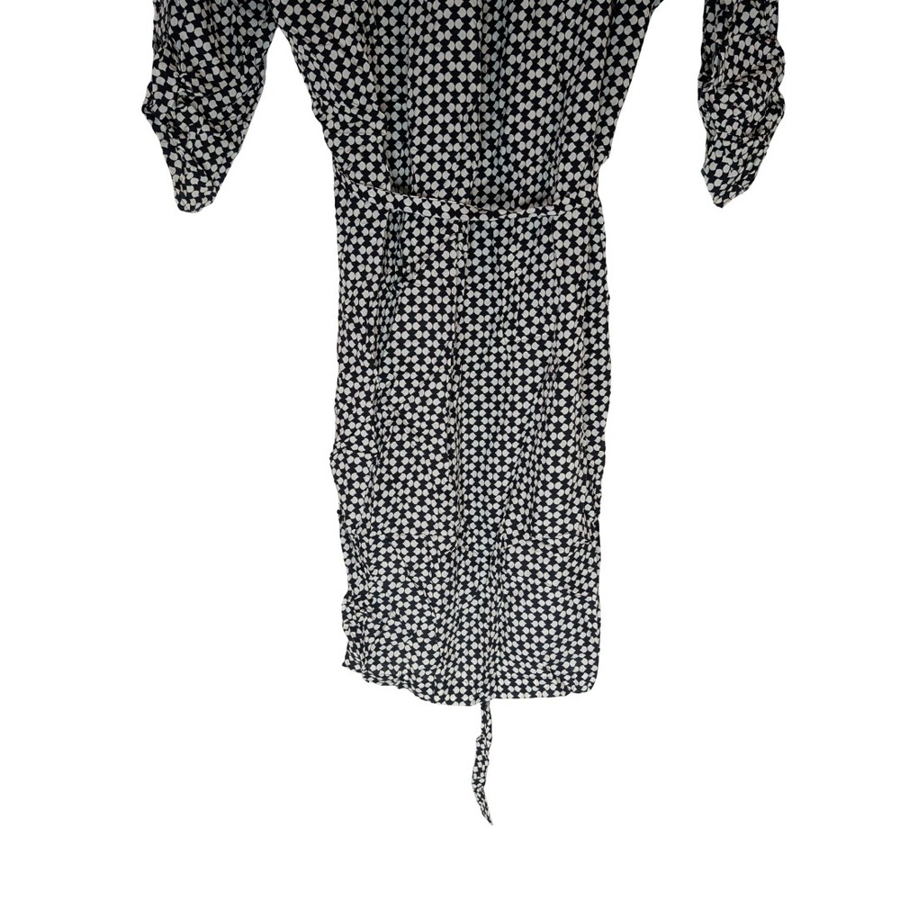 MSSP Max Studio Shirtdress Womens L Black White Geometric Rayon Roll Tab Vintage - Picture 9 of 12